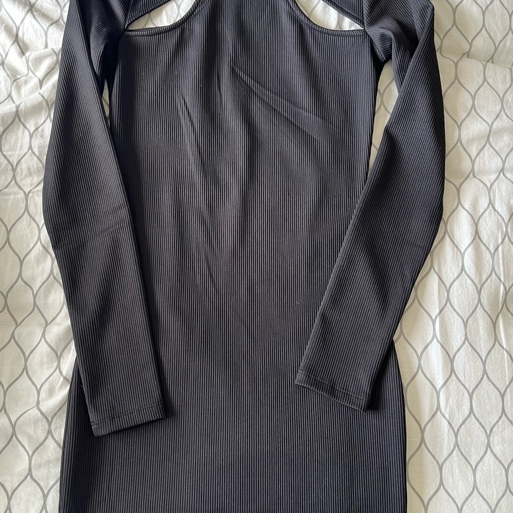 H&M Black Long Sleeve Dress with Cutout Detail